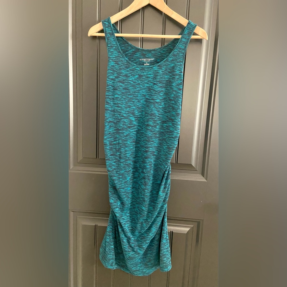 Maternity - Fitted Turquoise & Black Midi Dress